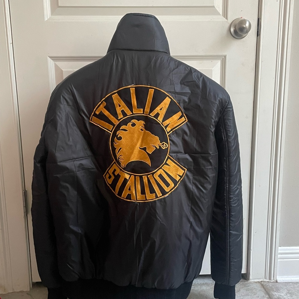 Custom Rocky III training jacket; puffer Bomber